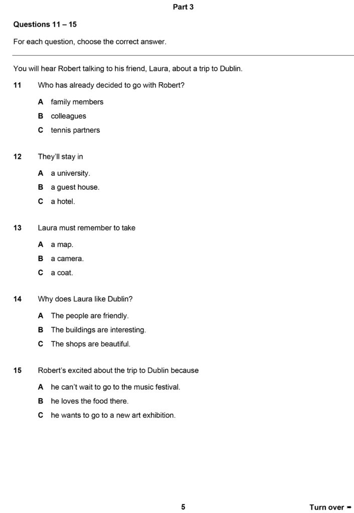 A2 Key sample tests Listening