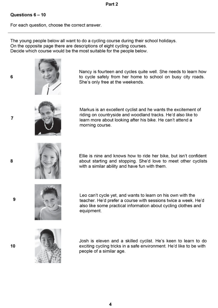 B1 Preliminary for Schools sample tests Reading